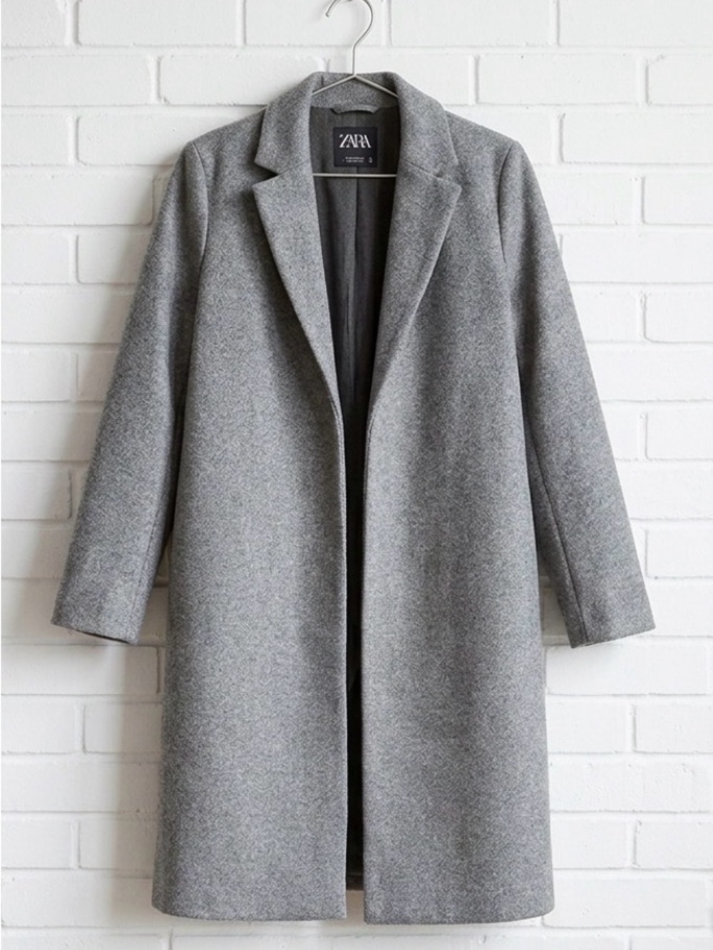 Zara Light Gray Open-Front Pocketed Trench Coat